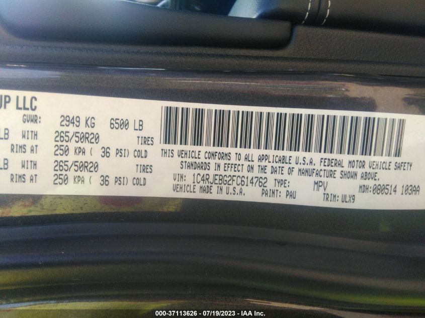 2015 JEEP GRAND CHEROKEE LIMITED - 1C4RJEBG2FC614762