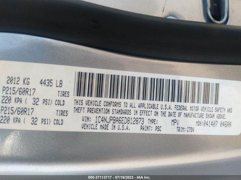 2014 JEEP PATRIOT ALTITUDE - 1C4NJPBA6ED812873