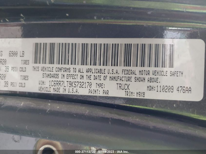 2019 RAM 1500 CLASSIC BIG HORN - 1C6RR7LT9KS732170