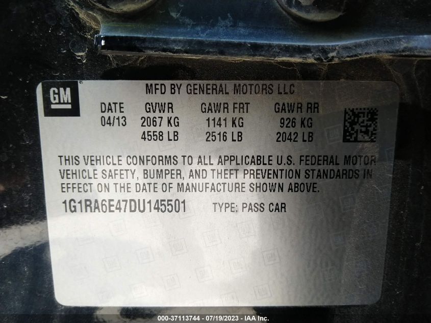 2013 CHEVROLET VOLT - 1G1RA6E47DU145501