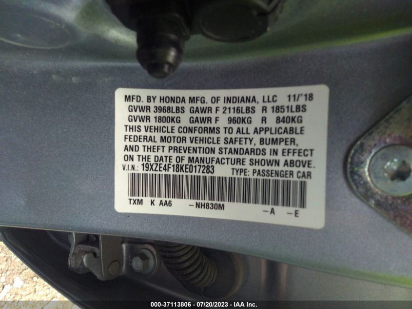 2019 HONDA INSIGHT LX 19XZE4F18KE017283