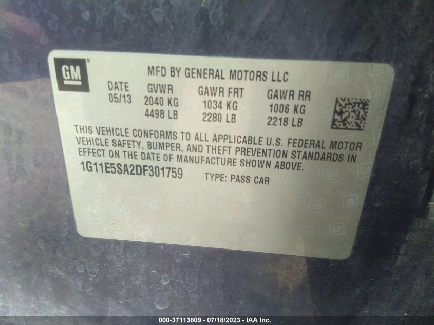 2013 CHEVROLET MALIBU 2LT - 1G11E5SA2DF301759