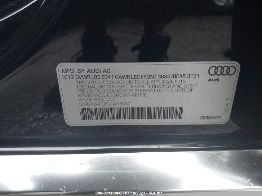 2013 AUDI A8 L 4.0L WAUR2AFD8DN015062