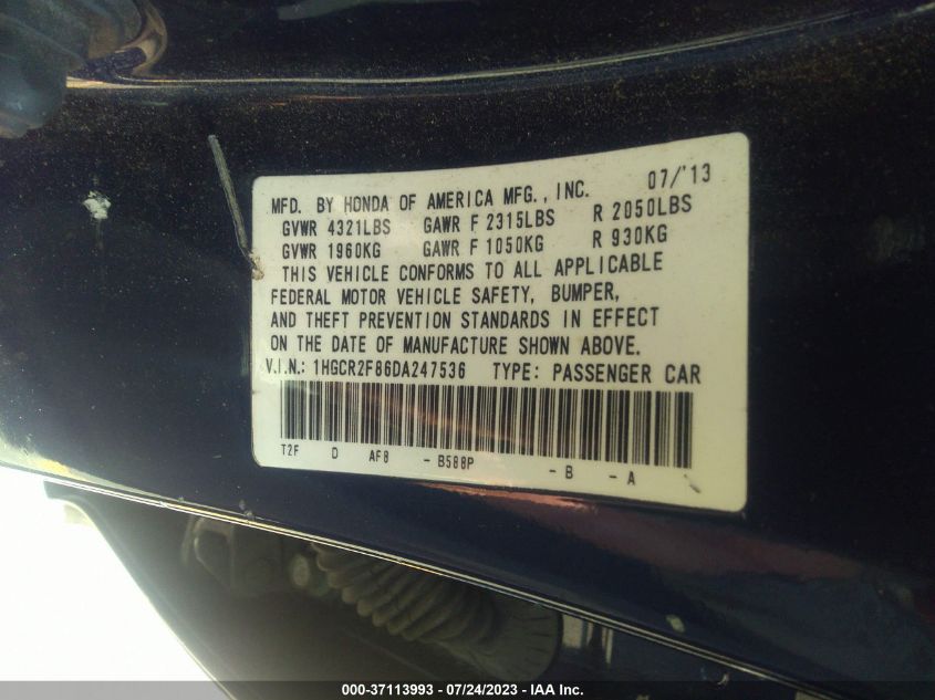 2013 HONDA ACCORD SDN EX-L - 1HGCR2F86DA247536