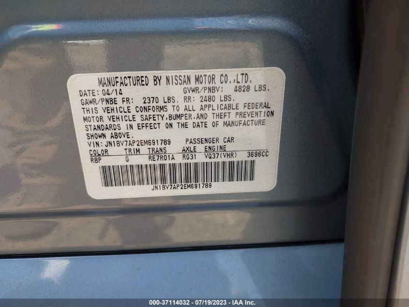 2014 INFINITI Q50 PREMIUM - JN1BV7AP2EM691789