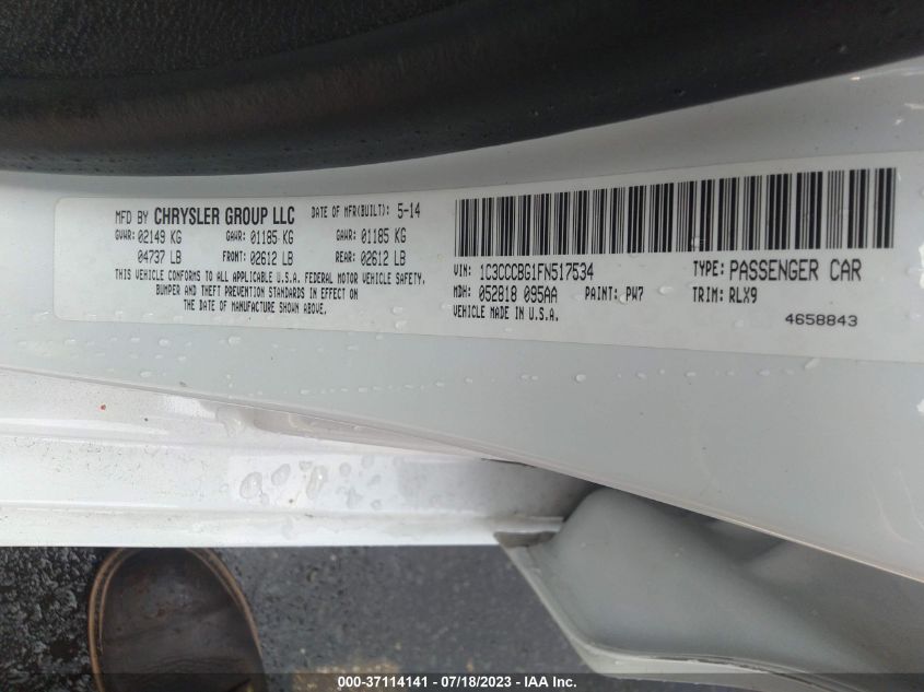 2015 CHRYSLER 200 S - 1C3CCCBG1FN517534