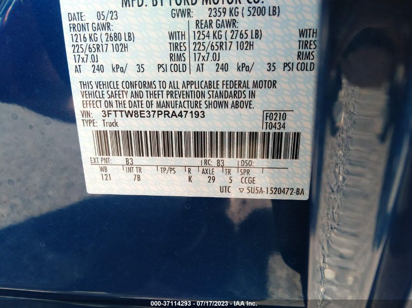 2023 FORD MAVERICK XL/XLT/LARIAT - 3FTTW8E37PRA47193