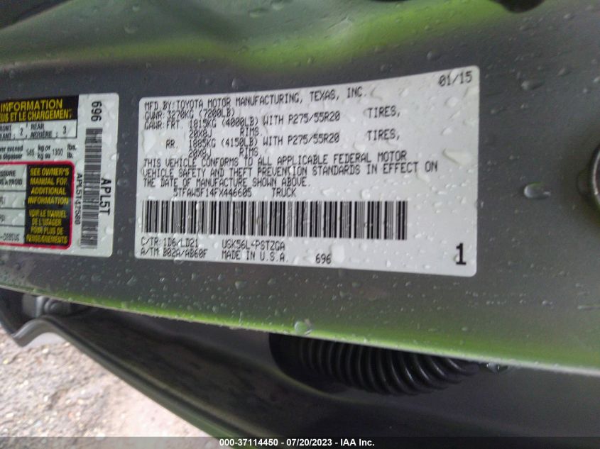 2015 TOYOTA TUNDRA 4WD TRUCK PLATINUM/1794 - 5TFAW5F14FX446605