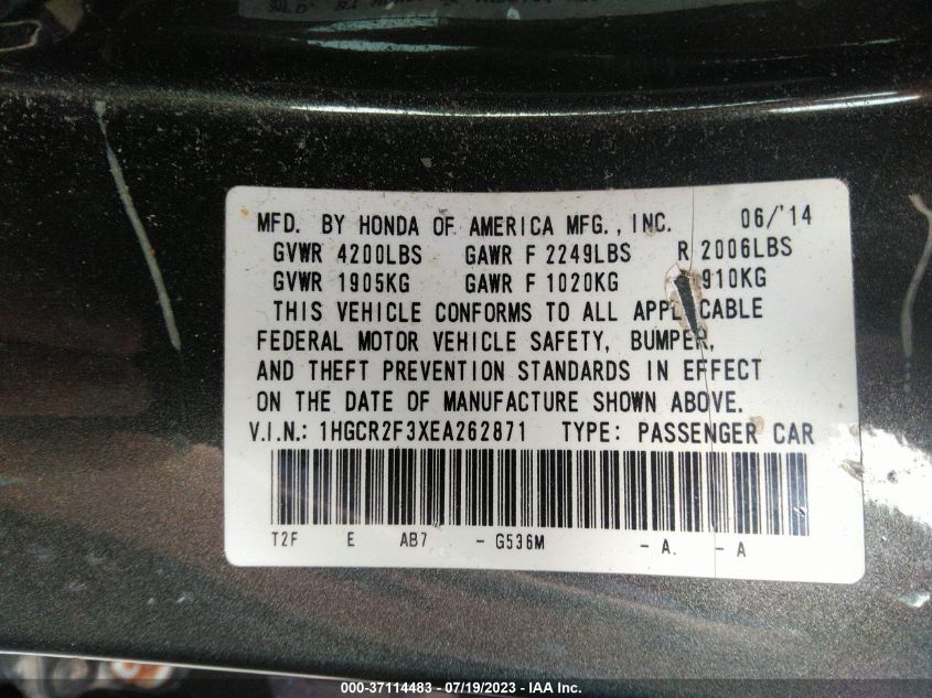 2014 HONDA ACCORD SEDAN LX - 1HGCR2F3XEA262871