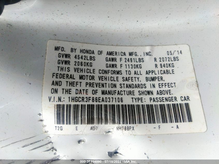 2014 HONDA ACCORD SEDAN EX-L - 1HGCR3F86EA037106