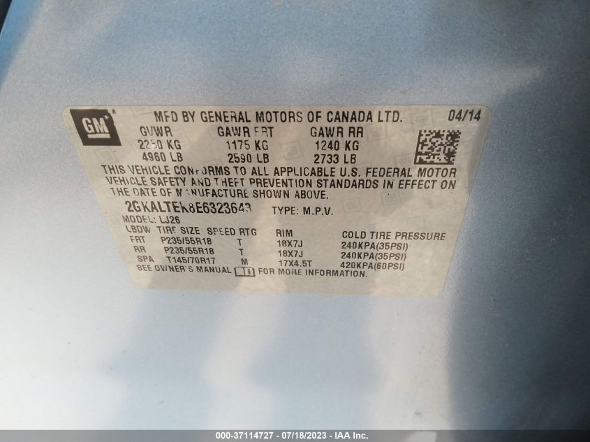 2014 GMC TERRAIN SLT - 2GKALTEK8E6323643