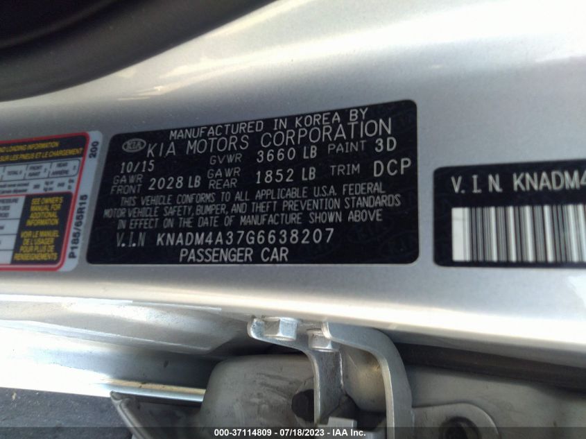 2016 KIA RIO LX - KNADM4A37G6638207