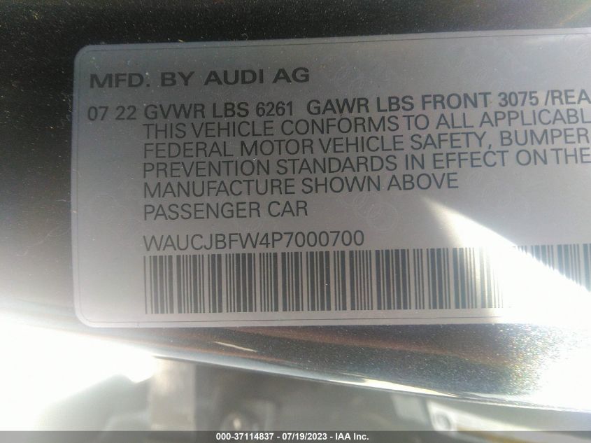 2023 AUDI E-TRON GT PREMIUM PLUS WAUCJBFW4P7000700