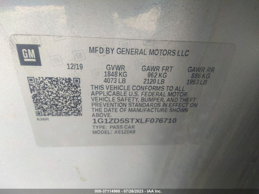 2020 CHEVROLET MALIBU LT - 1G1ZD5STXLF076710