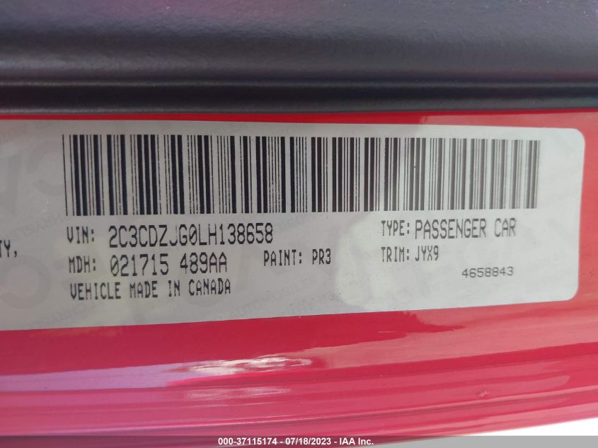 2020 DODGE CHALLENGER GT 50TH ANN. - 2C3CDZJG0LH138658