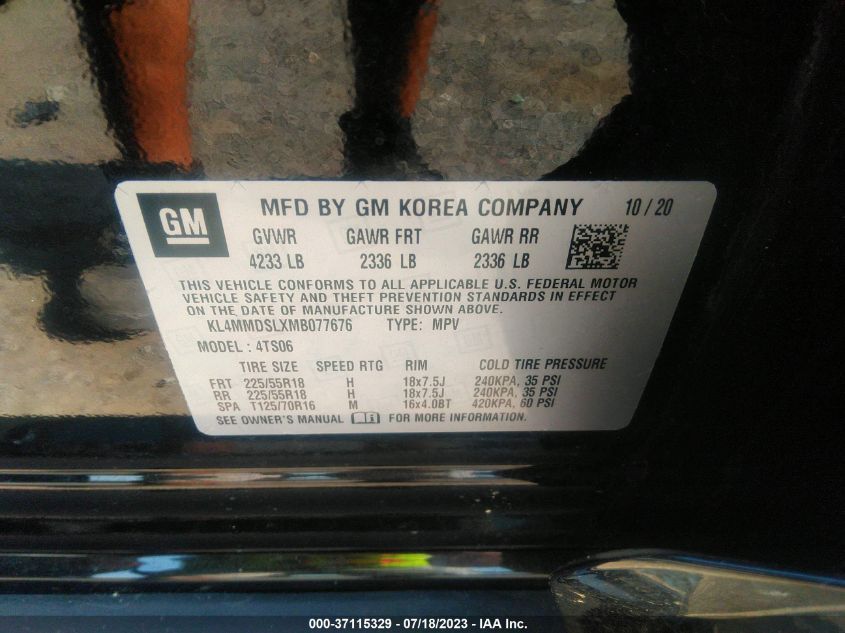 2021 BUICK ENCORE GX SELECT - KL4MMDSLXMB077676