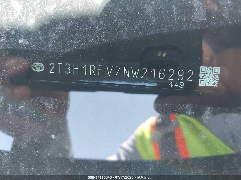 2022 TOYOTA RAV4 LE - 2T3H1RFV7NW216292