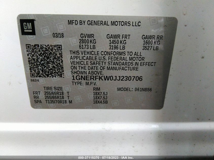 2018 CHEVROLET TRAVERSE LS - 1GNERFKW0JJ230706