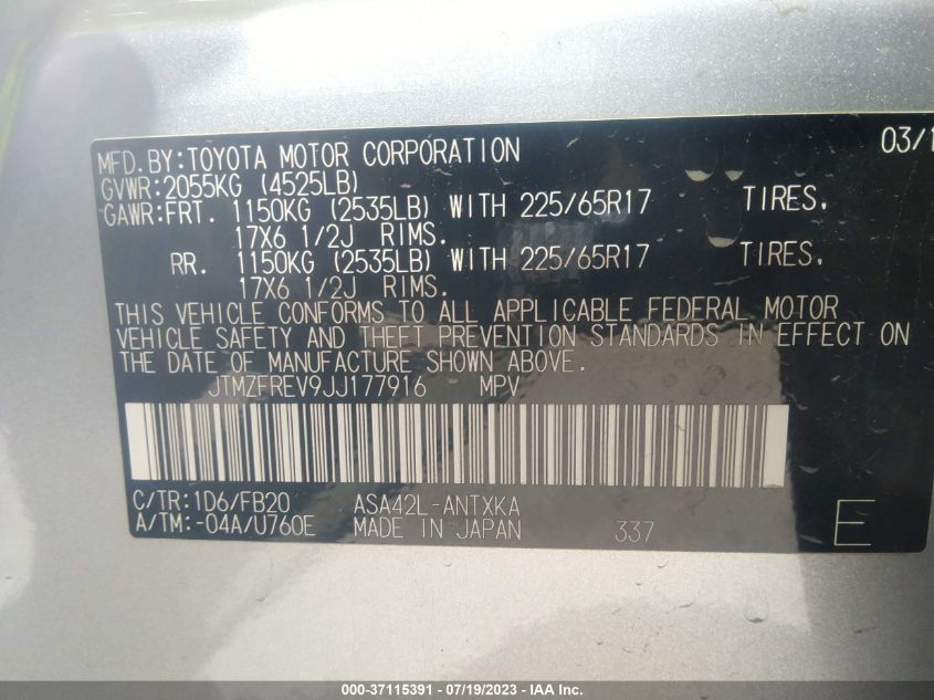 2018 TOYOTA RAV4 LE - JTMZFREV9JJ177916