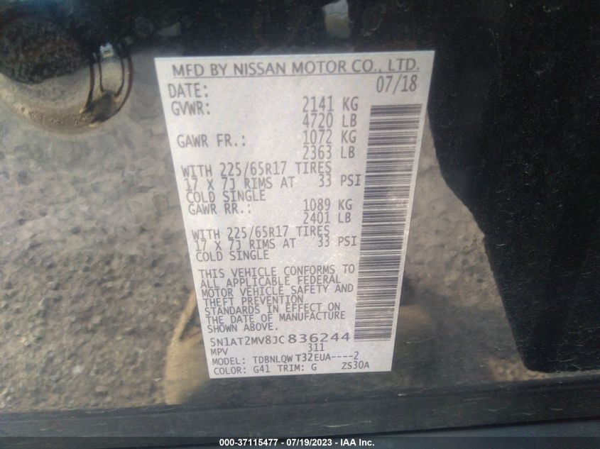 2018 NISSAN ROGUE SV - 5N1AT2MV8JC836244