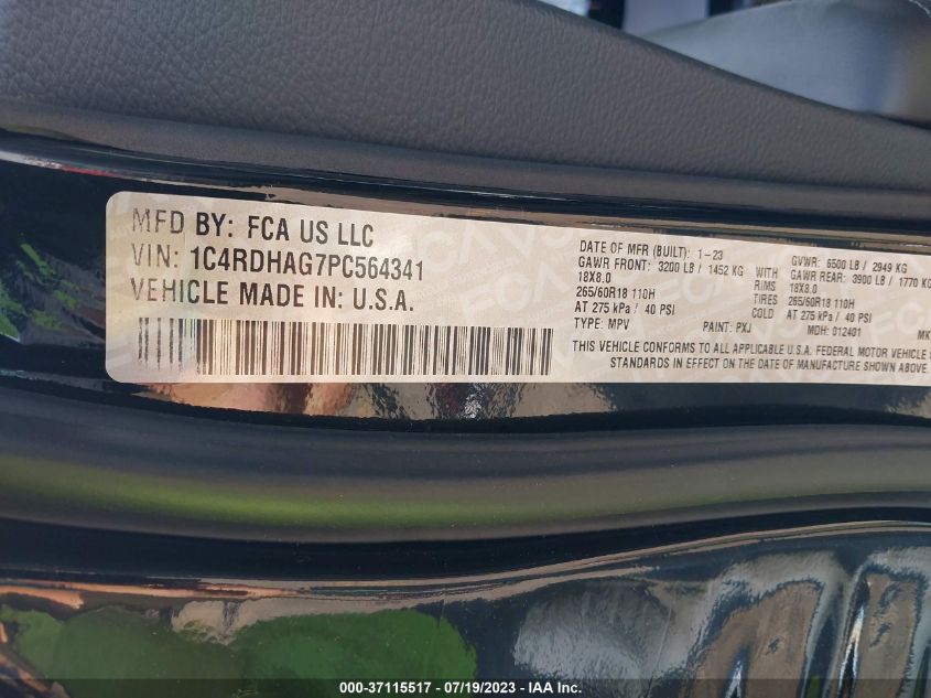 2023 DODGE DURANGO SXT LAUNCH EDITION - 1C4RDHAG7PC564341