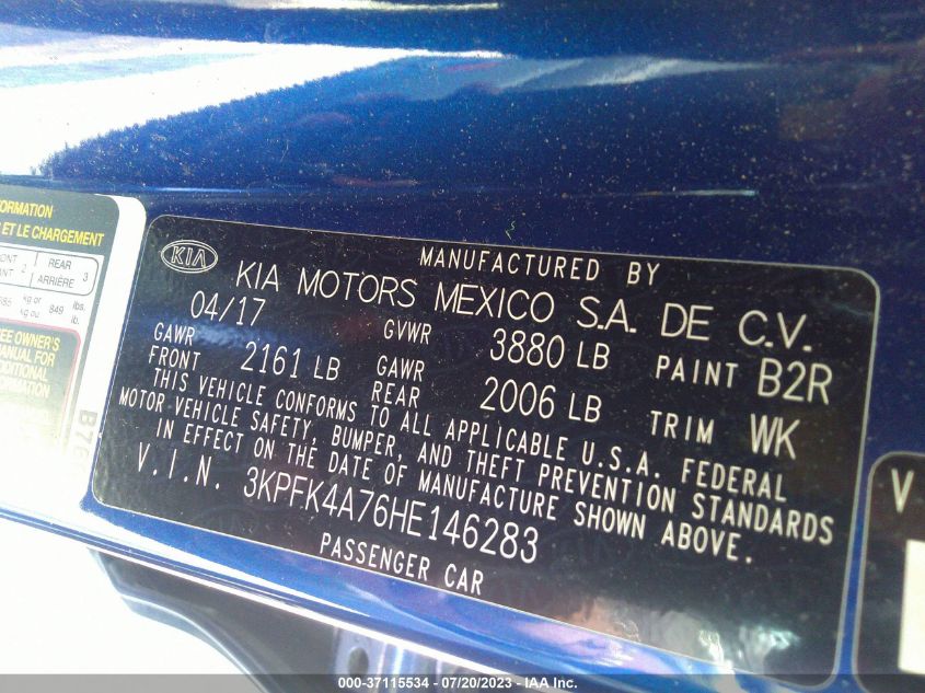 2017 KIA FORTE LX - 3KPFK4A76HE146283