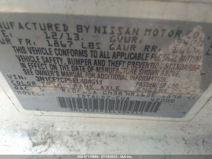 2014 NISSAN VERSA NOTE SV - 3N1CE2CP5EL404511