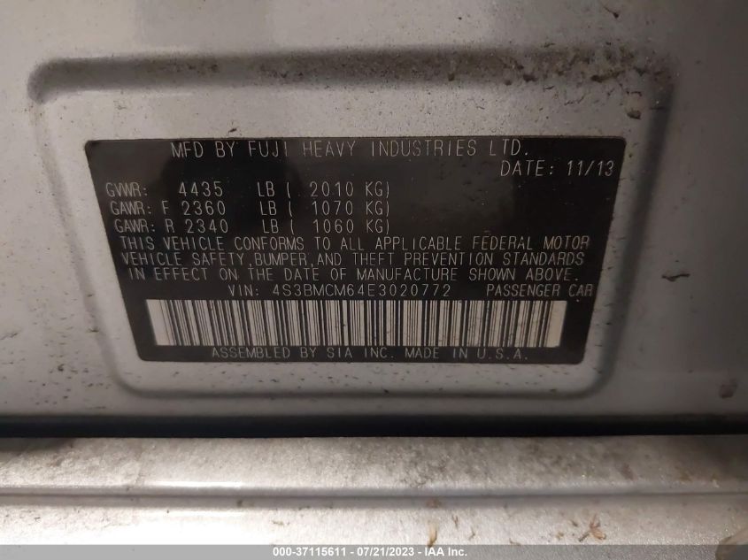 2014 SUBARU LEGACY 2.5I LIMITED - 4S3BMCM64E3020772