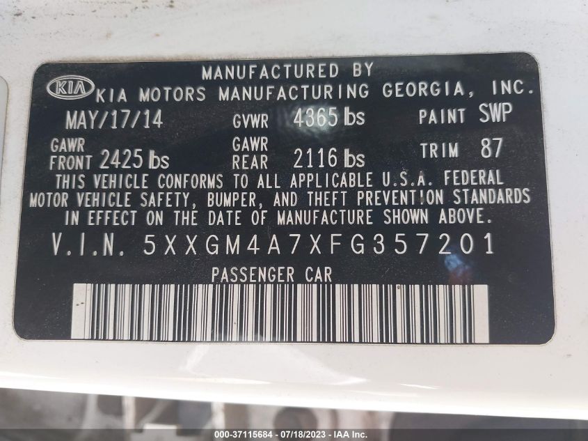 2015 KIA OPTIMA LX - 5XXGM4A7XFG357201