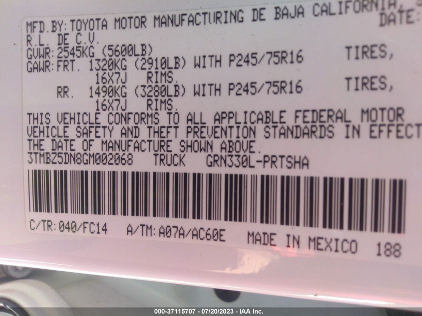 2016 TOYOTA TACOMA SR5/TRD SPORT - 3TMBZ5DN8GM002068