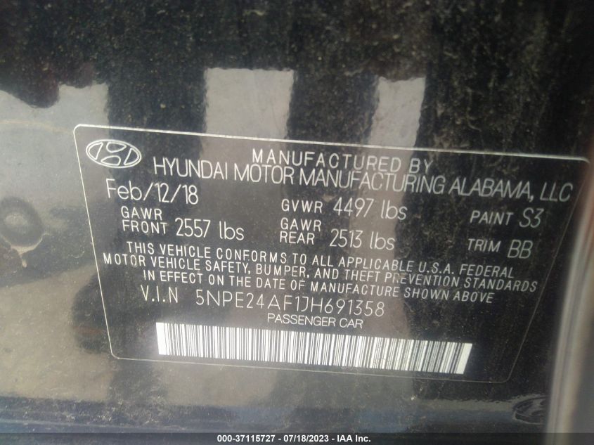 2018 HYUNDAI SONATA SE - 5NPE24AF1JH691358