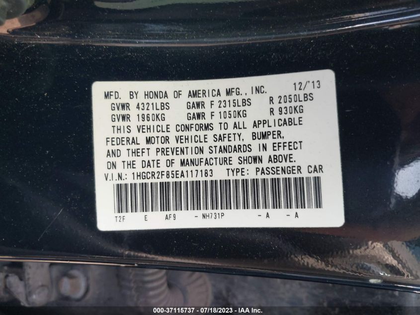2014 HONDA ACCORD SEDAN EX-L - 1HGCR2F85EA117183