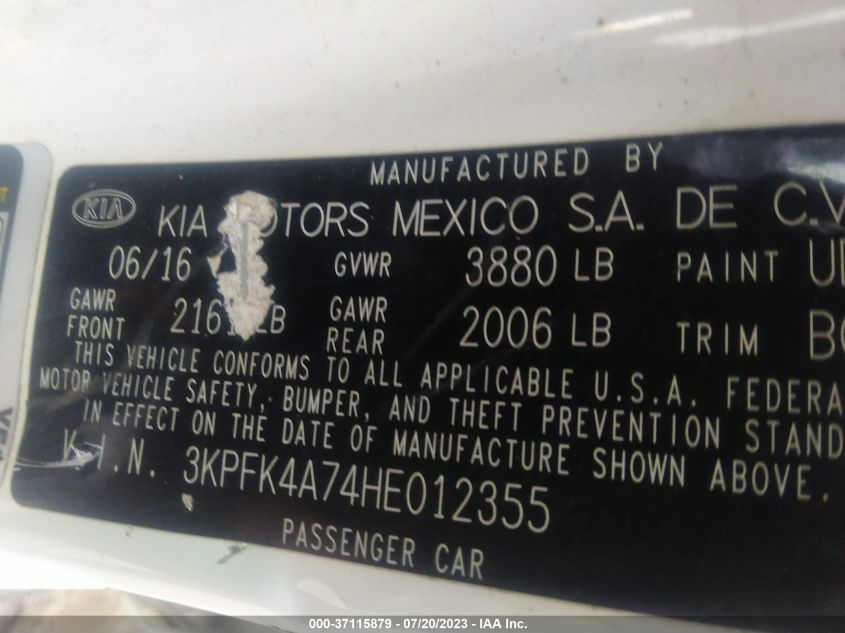 2017 KIA FORTE LX - 3KPFK4A74HE012355