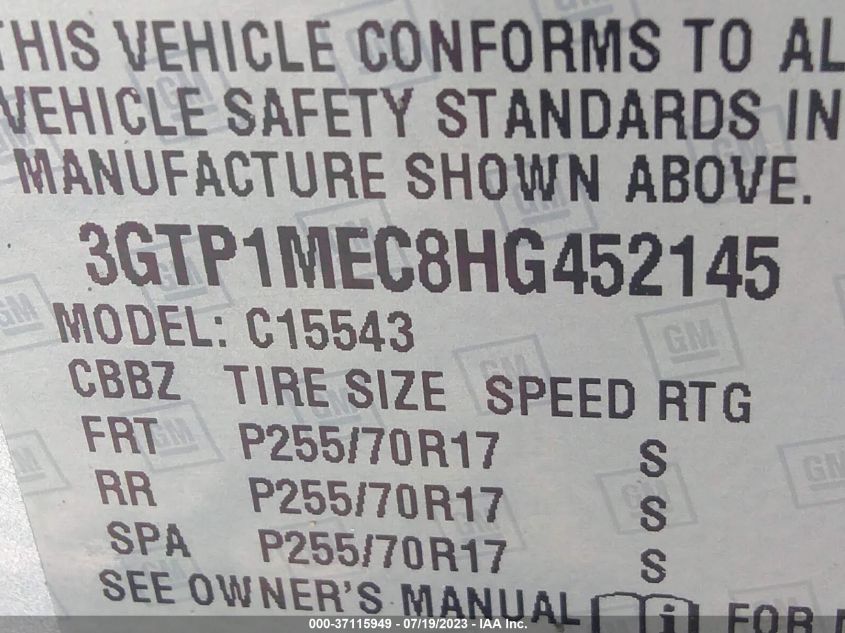 2017 GMC SIERRA 1500 SLE - 3GTP1MEC8HG452145