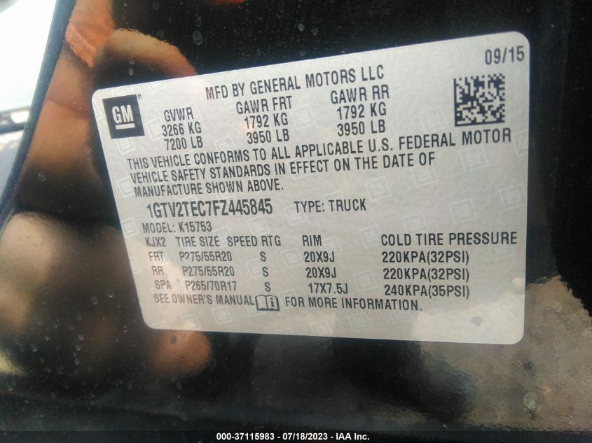 2015 GMC SIERRA 1500 - 1GTV2TEC7FZ445845