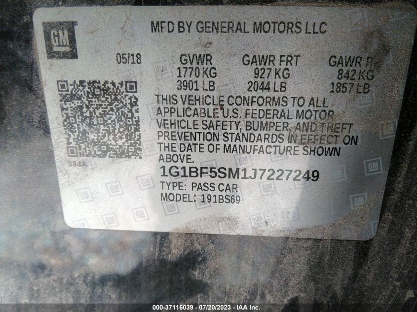 2018 CHEVROLET CRUZE PREMIER - 1G1BF5SM1J7227249