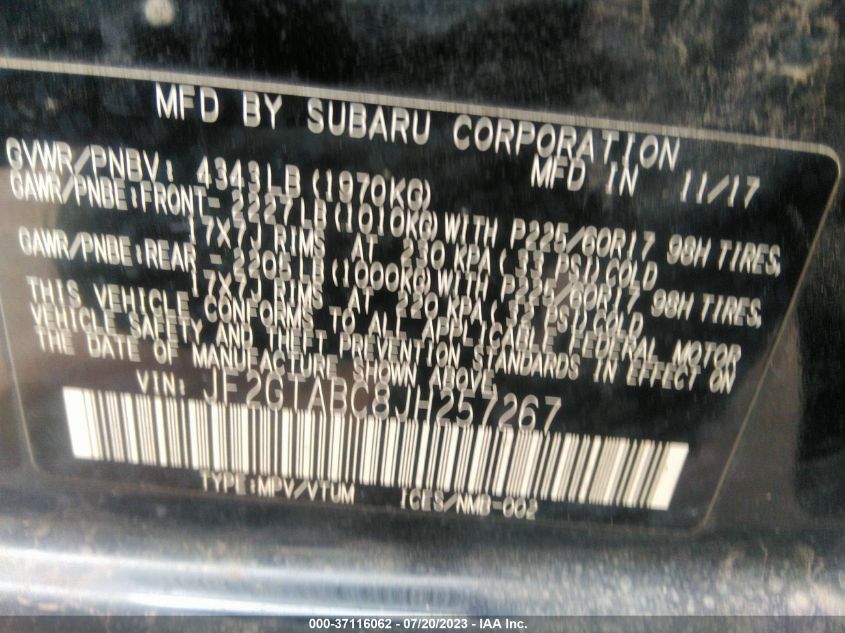 2018 SUBARU CROSSTREK PREMIUM - JF2GTABC8JH257267