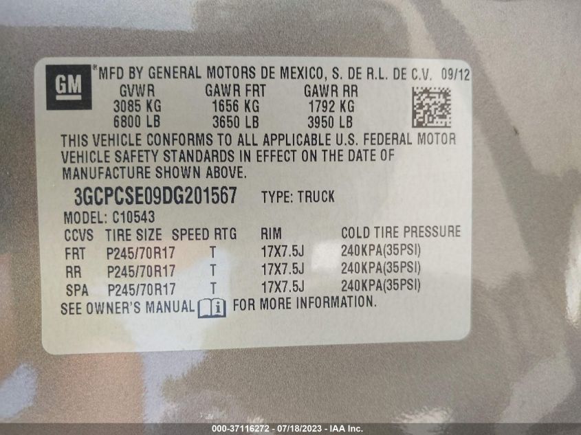 2013 CHEVROLET SILVERADO 1500 LT - 3GCPCSE09DG201567