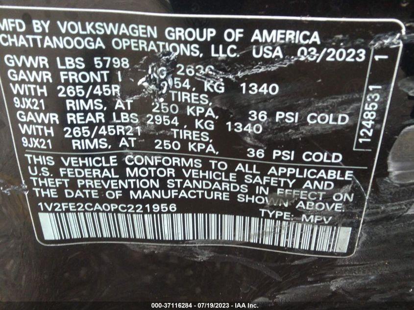 2023 VOLKSWAGEN ATLAS CROSS SPORT SEL PREMIUM R-LINE 1V2FE2CA0PC221956