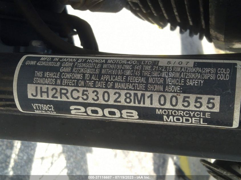 2008 HONDA VT750 C2 JH2RC53028M100555