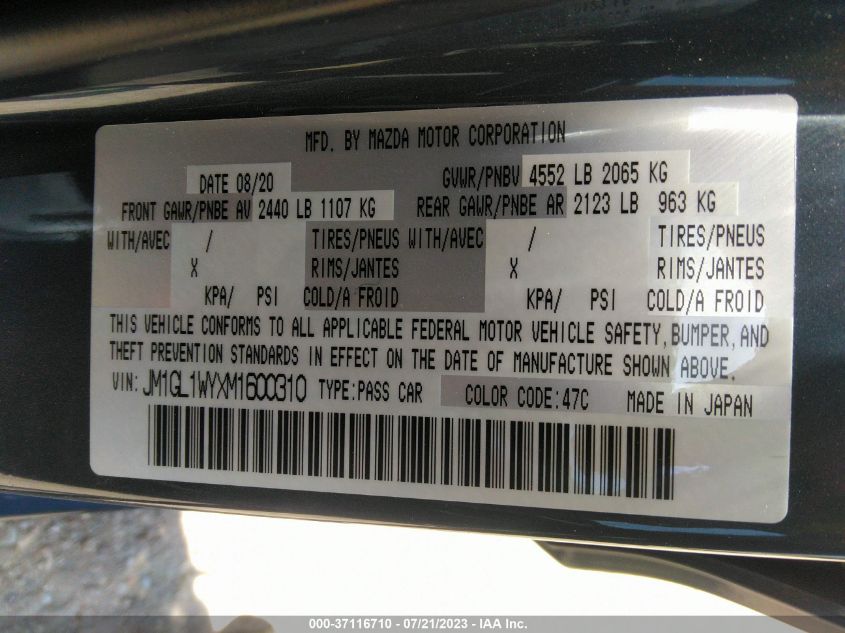 2021 MAZDA MAZDA6 CARBON EDITION - JM1GL1WYXM1600310