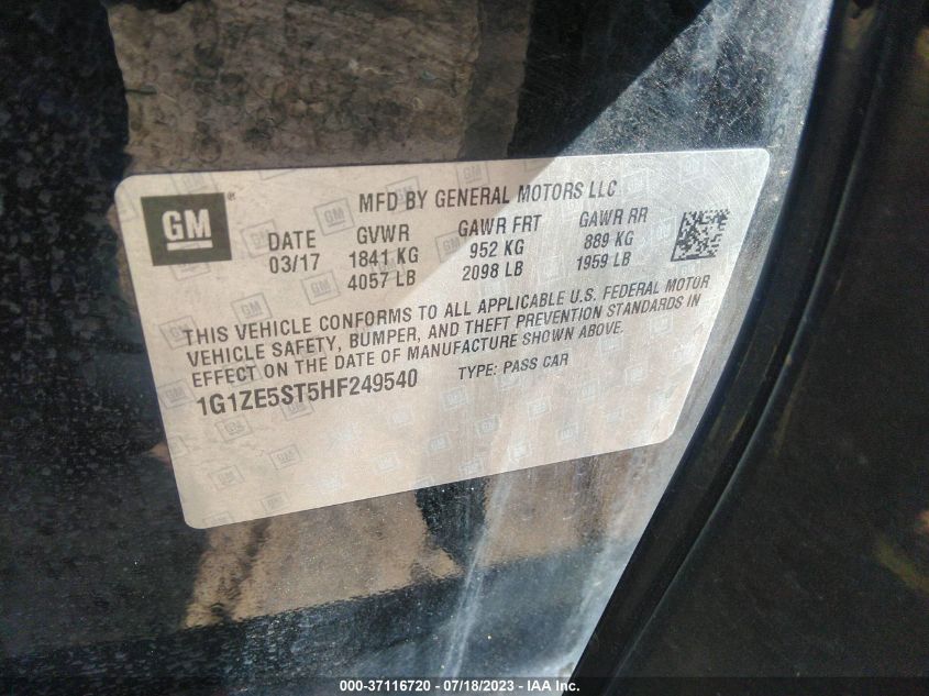 2017 CHEVROLET MALIBU LT - 1G1ZE5ST5HF249540
