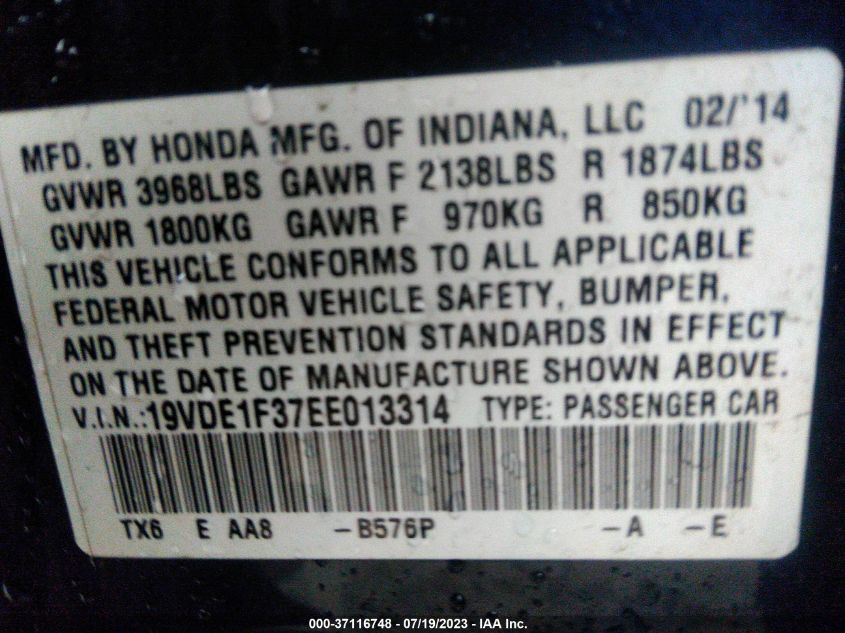 2014 ACURA ILX 20 - 19VDE1F37EE013314