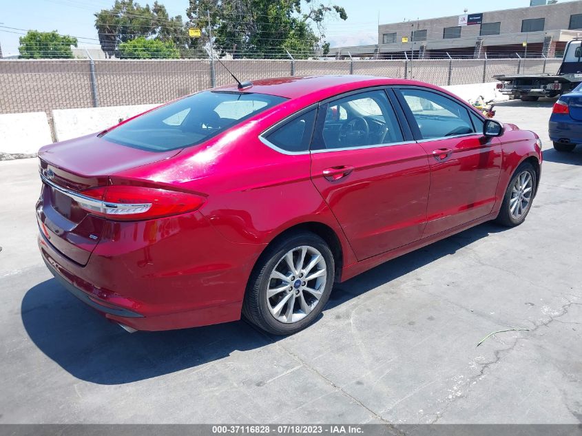 2017 FORD FUSION SE - 3FA6P0H75HR221702