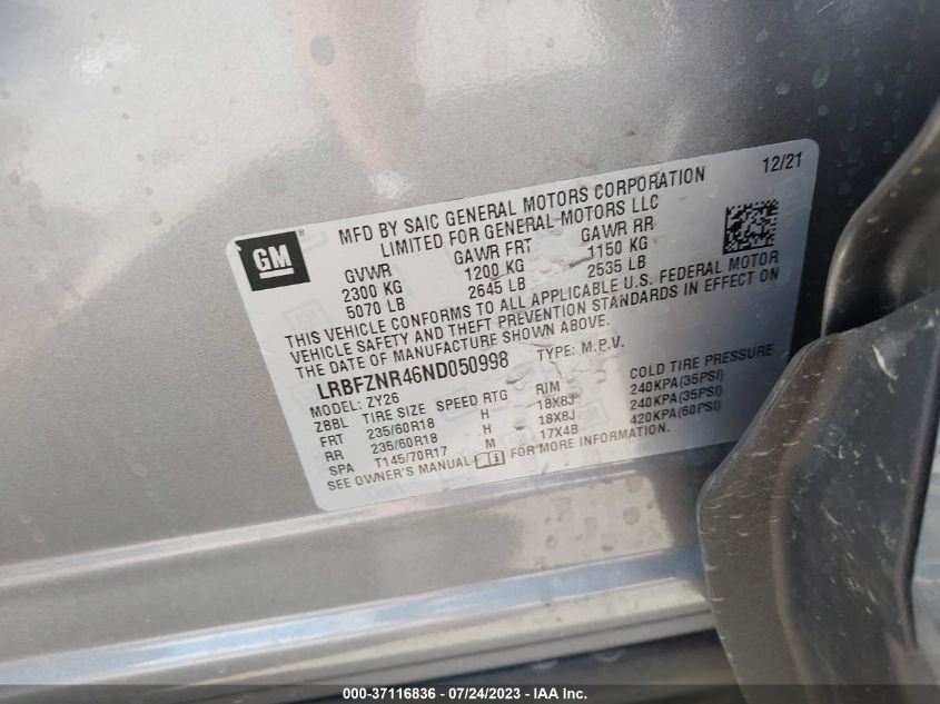 2022 BUICK ENVISION ESSENCE - LRBFZNR46ND050998
