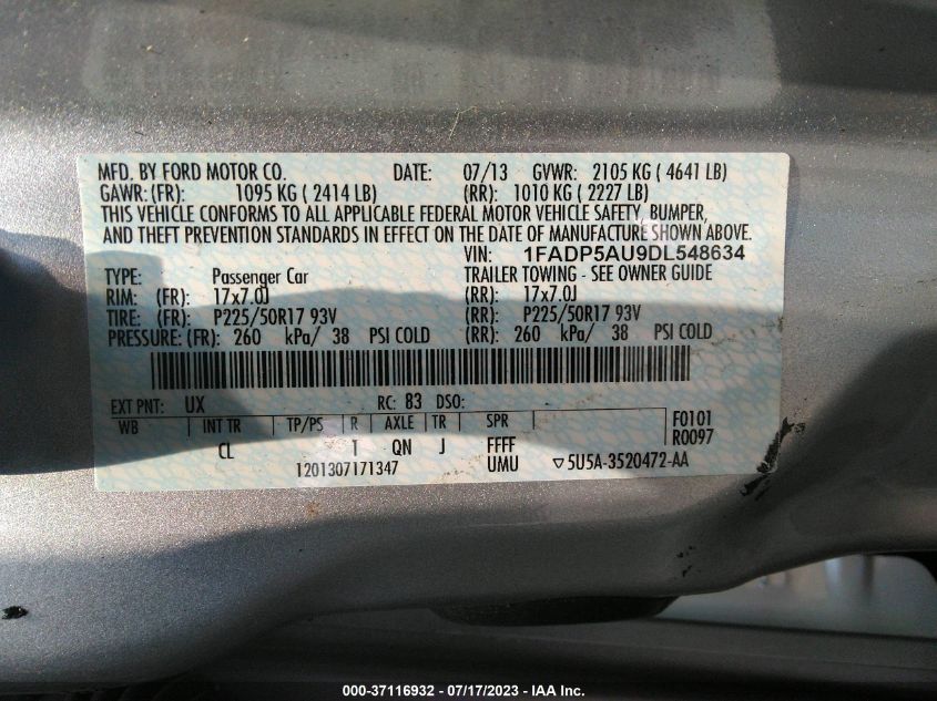 2013 FORD C-MAX HYBRID SE - 1FADP5AU9DL548634