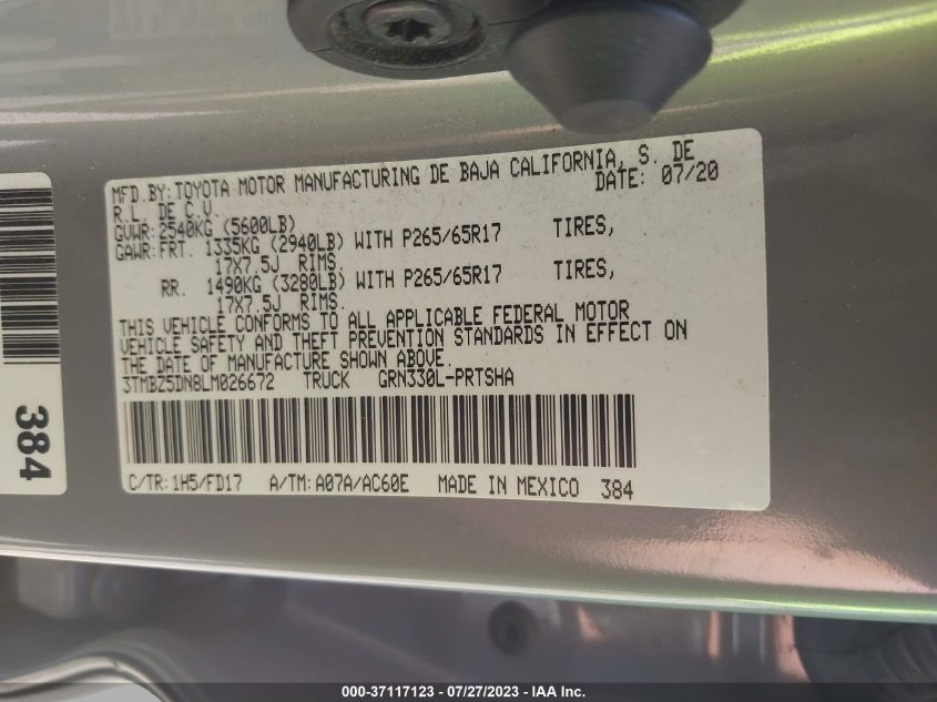 2020 TOYOTA TACOMA 2WD SR5/TRD SPORT - 3TMBZ5DN8LM026672