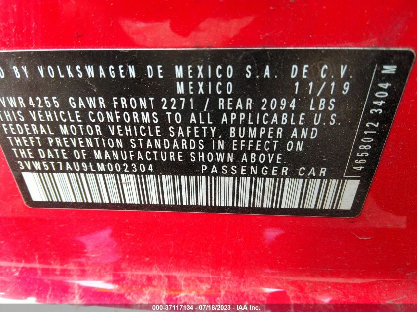 2020 VOLKSWAGEN GOLF GTI S/SE/AUTOBAHN - 3VW5T7AU9LM002304