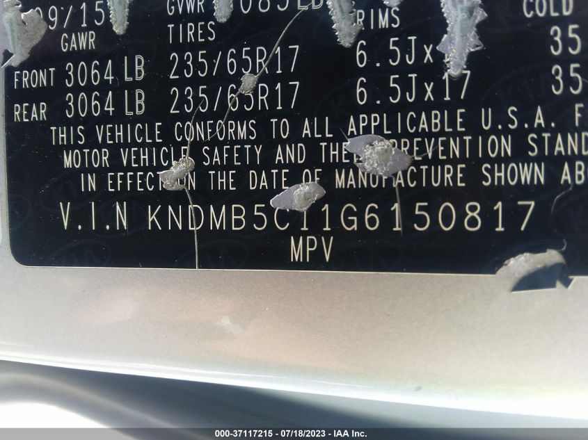 2016 KIA SEDONA LX - KNDMB5C11G6150817