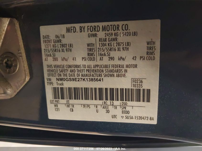 2019 FORD TRANSIT CONNECT WAGON XL - NM0GS9E27K1385641